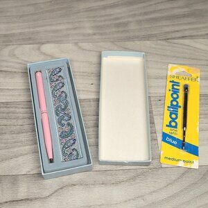 Vintage SHEAFFER Ball Point Pen PINK Pen w/ Paisley Fabric Case w/Refill
